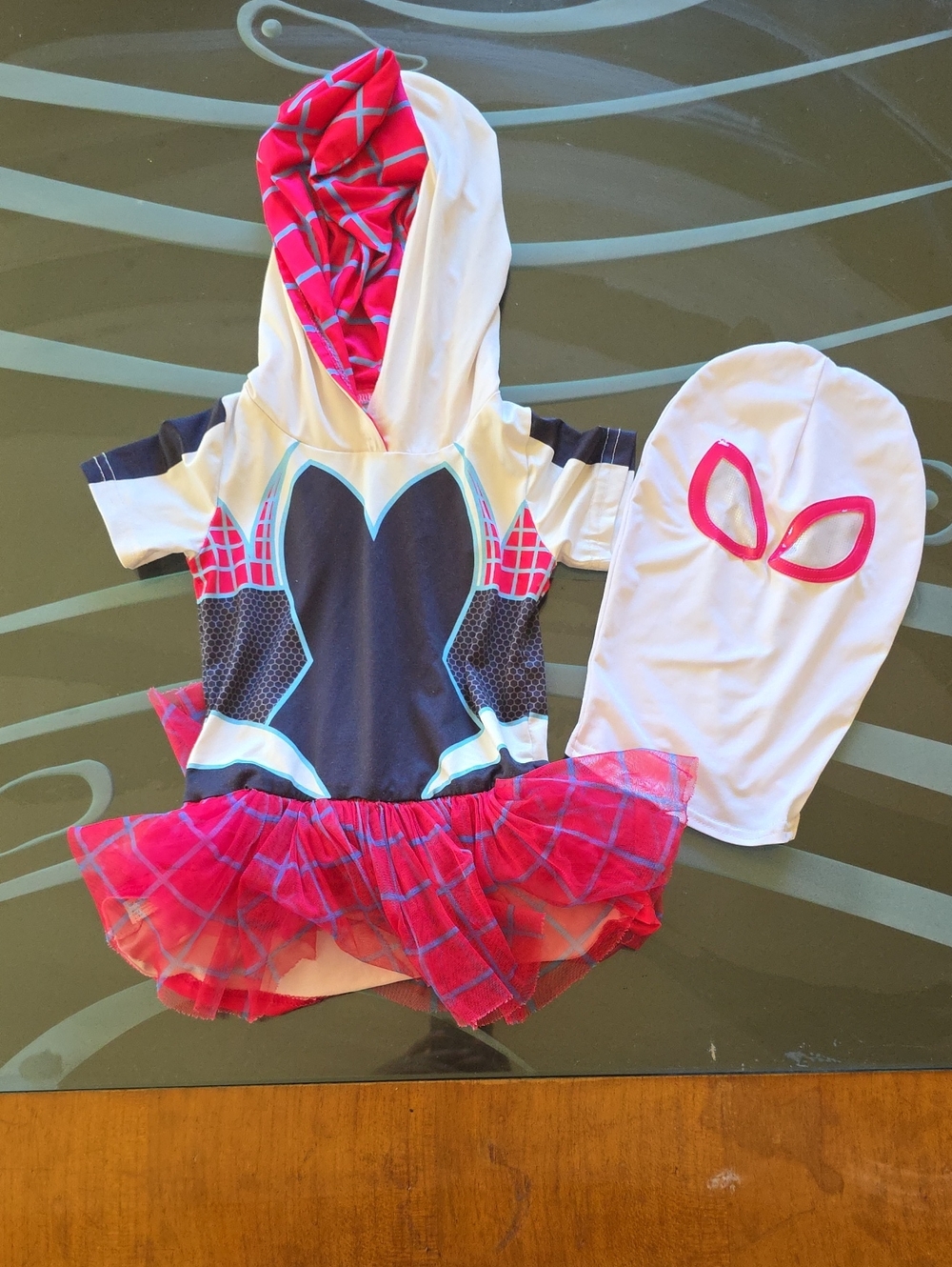 Girls' Pink & Navy Superhero Tutu Costume with Hood and Mask
